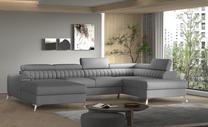 Kampinė sofa Lacante Flores 4, pilka sp., dešininė, 202 x 354 cm x 92 cm