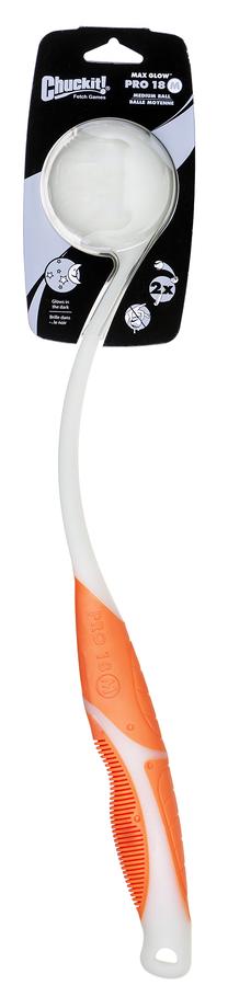Игрушка для собаки, мячик Chuckit! Max Glow Pro 18M, белый цв./oранжевый цв.