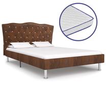 Lova dvigulė VLX With Mattress 277052, 140 x 200 cm, ruda sp., su čiužiniu, su grotelėmis