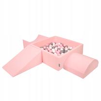 Бассейн с шариками, набор KiddyMoon Foam Version 4, 90 см x 90 см, 300 шт, белый цв./розовый цв.