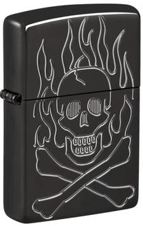 Žiebtuvėlis Zippo 46930 Armor® Flaming Skull Design, juoda sp.