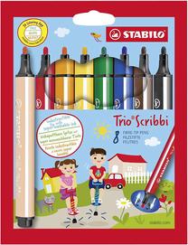 Flomasteriai Stabilo Trio Scribbi, vienpusiai, 8 vnt.