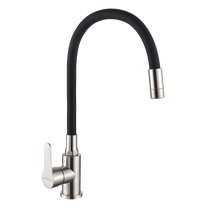 Смеситель для раковины Invena Ksanti Inox, серебристый цв./черный цв.