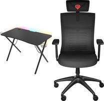 Spēļu galdu un krēslu komplekts Genesis Holm 200 RGB + Astat 200 G2, 113 cm x 60 cm, 75 cm, melna krās.