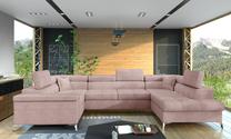 Kampinė sofa Thiago Omega 91, rožinė sp., dešininė, 350 x 202 cm x 90 cm