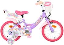 Vaikiškas dviratukas su papildomais ratukais, vaikų Volare Unicorn FW M09, violetinė sp., 14"