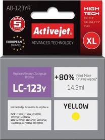 Tintes printera kasetne ActiveJet Premium AB-123YR, dzeltena krās., 14.5 ml
