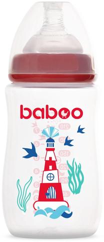 Bērnu pudele ar platu kaklu Baboo Marine, 250 ml, 3 mēn., sarkana krās.