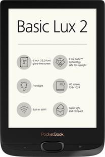 Elektroninė knygų skaityklė Pocketbook Basic Lux 2, su apšvietimu, juoda sp., 6" Prekė su pažeista pakuote.