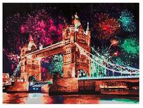 Tapymas pagal skaičius Bridge and fireworks, įvairių spalvų