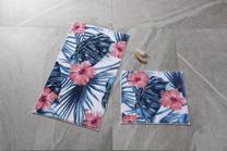 Vonios kilimėlių rinkinys Foutastic Hibiscus 352CNF1139, mėlyna sp./rožinė sp., 100 cm x 57 cm