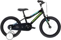 Vaikiškas dviratukas su papildomais ratukais, miesto Kross Racer 3.0, mėlyna sp./juoda sp./žalia sp., 16"