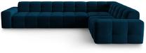 Kampinė sofa Micadoni Home Kendal Velvet 6 Seats, tamsiai mėlyna sp., dešininė, 332 x 231 cm x 79 cm