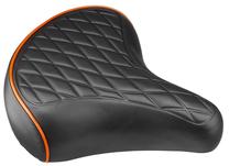 Dviračio balnelis Azimut Flat Comfort Eco SADL296, dirbtinė oda, juoda sp./oranžinė sp.