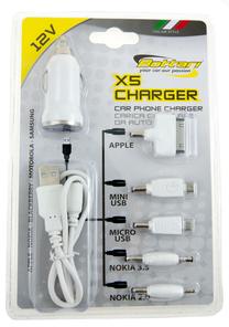 Auto telefona lādētājs Bottari X5 Assorted, Micro USB/Mini USB/USB/Apple 30-pin, (krāsa/dizains tiek izvēlēts nejauši)