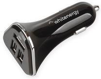 Automobilinis įkroviklis Whitenergy, 3 x USB, balta sp./juoda sp.