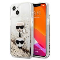 Telefona vāciņš Karl Lagerfeld Liquid Glitter Karl & Choupette Head for iPhone 13, caurspīdīga krās./zelta krās., Apple