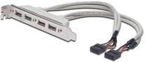 Кабель Digitus USB Slot Bracket cable AK-300304-002-E 2 x USB A, 2 x IDC 10-pin, 0.25 м, бежевый цв.