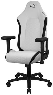 Spēļu krēsls AeroCool Crown Leatherette, 52 x 52 x 123 - 133 cm, balta krās.