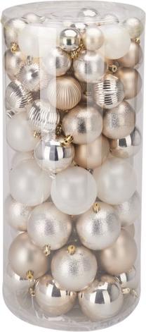 Eglutės žaisliukų rinkinys Christmas, šampano sp., 4 - 8 cm, plastikas, 100 vnt.