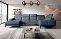 Kampinė sofa Neviro Poco 40, tamsiai mėlyna sp., dešininė, 201 x 350 cm x 77 cm