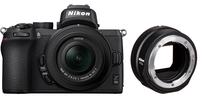 Sisteminis fotoaparatas Nikon Z50 + Nikkor Z DX 16-50mm f/3.5-6.3 VR + FTZ II Adapter, juoda sp.