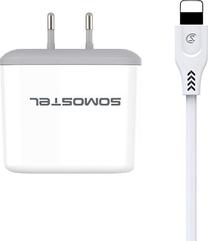 Telefono įkroviklis Somostel SMS-A129, Micro USB, 100 cm, balta sp., 12 W