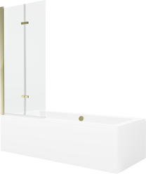 Vanna ar sieniņu, brīvi novietots Mexen Cube, 170 cm x 80 cm x 39 cm, taisnstūris, caurspīdīga krās./zelta krās.