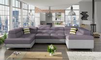 Kampinė sofa Letto Soro 65, Soro 83, pilka sp./violetinė sp., kairinė, 340 x 202 cm x 90 cm