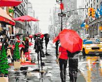 Tapymas pagal skaičius Brushme Rain In New York, įvairių spalvų
