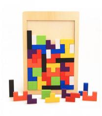 Izglītojošās rotaļlieta Wooden Tetris, daudzkrāsaina, 40 gab.