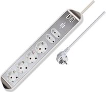 Удлинитель Brennenstuhl, 3 x 1,5 mm², 2 м, 6 розеток, 2USB, белый цв./серебристый цв.