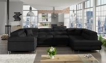 Kampinė sofa Letto Kronos 07, juoda sp., dešininė, 202 x 340 cm x 90 cm