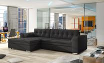 Kampinė sofa Conforti Soft 11, juoda sp., kairinė, 165 x 275 cm x 78 cm
