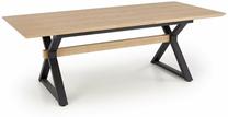 Valgomojo stalas išskleidžiamas Henry, ruda sp./juoda sp., 180 - 300 cm x 100 cm x 75 cm