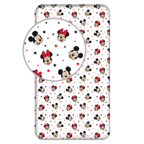 Paklodė Mickey & Minnie Stars, balta sp./juoda sp./raudona sp., 90 x 200 cm, su guma