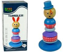 Развивающая игра Lean Toys Wooden Educational Pyramid Dog with Hat Balancing Tower, 21 см, многоцветный