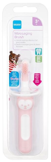 Zobu birste Mam Massaging Brush, 0 mēn., rozā krās.