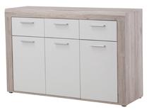 Komoda Forte Paul PULK231-T19F, balta sp./smėlio sp., 88.3 cm x 135.7 cm x 41.3 cm
