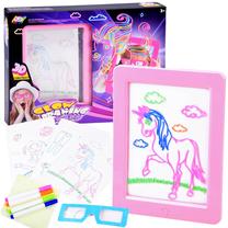Piešimo rinkinys Yi Ma Toys Glow Drawing Board 9966, rožinė sp./įvairių spalvų