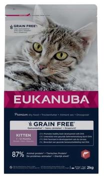 Sausā kaķu barība Eukanuba Grain Free, vistas gaļa/lasis, 2 kg