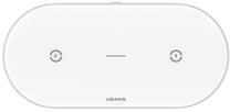 Bezvadu lādētājs Usams CD120JN01, Micro USB/Qi, balta krās.