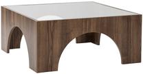 Журнальный столик Kalune Design Seine, ореховый цв./прозрачный цв., 50 см x 50 см x 37 см
