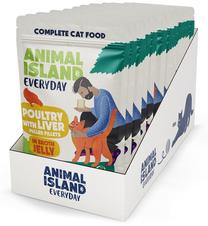 Mitrā kaķu barība Animal Island Everyday Poultry With Liver, vistas gaļa, 12 x 85g
