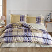 Patalynės užvalkalų komplektas Mijolnir Yolanda Exclusive Satin Double Quilt Cover, šviesiai ruda sp./violetinė sp., 50 x 70 cm, 200 x 220 cm