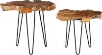 Kavos staliukų komplektas Beliani Camrose, ruda sp., 54 - 60 cm x 60 cm x 45 - 56 cm, 2 vnt.