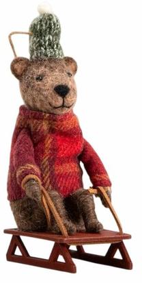 Елочное украшение Homla Petties Bear Sitting On A Sled, коричневый цв./красный цв., полиэстер
