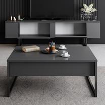 Svetainės baldų komplektas Kalune Design Luxe, vidaus, antracito sp./juoda sp.