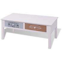 Kavos staliukas VLX 242881, balta sp., 100 cm x 50 cm x 45 cm