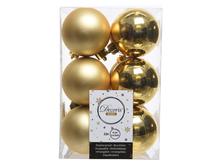 Ziemassvētku eglīšu rotaļlietu komplekts Decoris 021830, zelta krās., 6 cm, plastmasa, 12 gab.